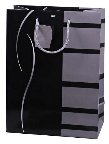 Image du produit Sac Dallas papier pelliculé décor noir/gris cabas 24x12x32cm