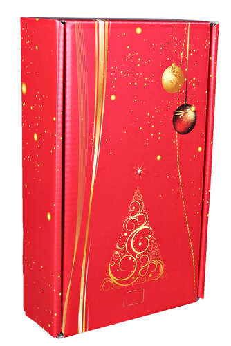 Image du produit Coffret Alice carton décor rouge festif 2 bouteilles