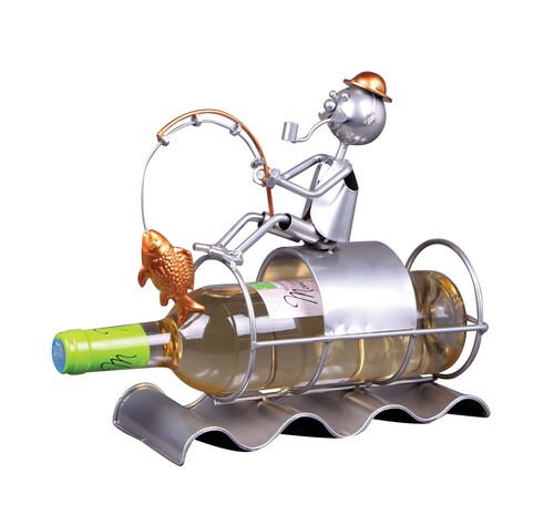 Image du produit Support bouteille Félix métal - Pêcheur assis sur bouteille