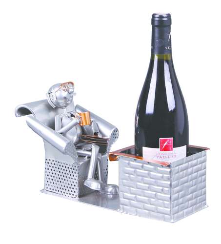 Image du produit Support bouteille Félix métal gris/cuivre - Retraité