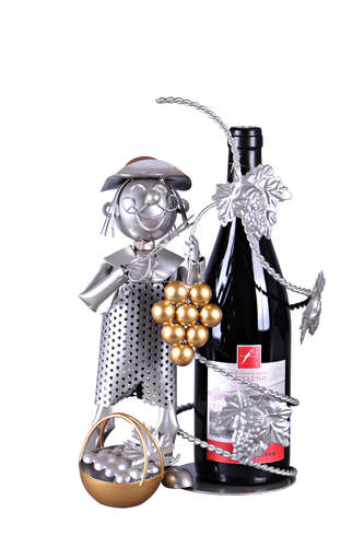 Product image Felix bottle holder grey/copper metal - grape picker