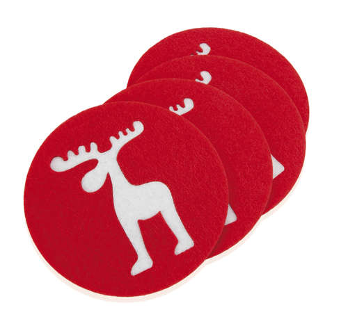 Product image Coaster Jean-Baptiste red/white polyester diameter 10x0.3cm (bag of 4)