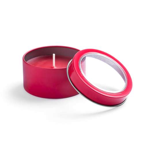 Product image Lilou candle red metal box diam 6.3x3cm