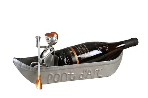 Image du produit Support bouteille Félix métal gris/cuivre - Canoe Pont d Arc