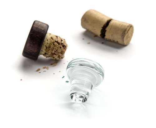 Product image Bouchon Vinolok Woody en cristal tête bois chêne foncé