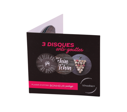 Product image Vinodisc aluminium anti-drip disc with assorted aperitif motifs (card of 3)