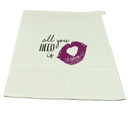Product image Swan tea towel cotton canvas ecru decorated black / purple 65x45cm - All you nee