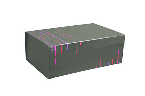 Product image Coffre Los Angeles carton rigide décor noir/bandes colorées. 34x22x12cm (livré à