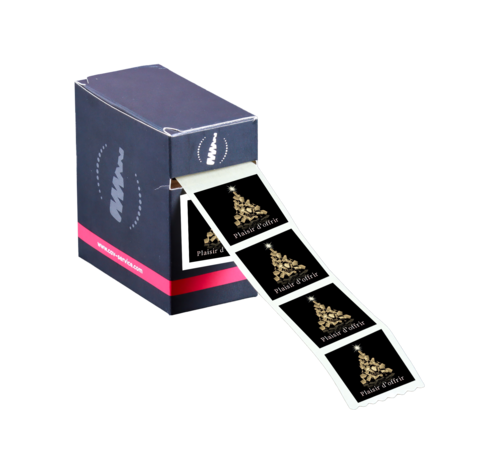 Image du produit Etiquette adhésive carrée noir/or - Plaisir d'offrir (boîte de 500)