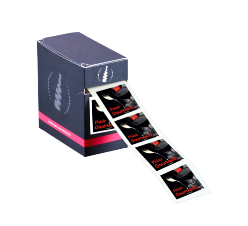 Image du produit Etiquette adhésive carrée quadri/noir - Plaisir Gourmand (boîte de 500)