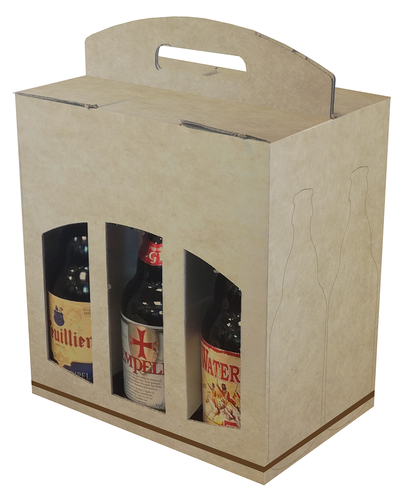 Image du produit Valisette Pils carton kraft brun lisse/choco 6 bières 33cl (type steinie)
