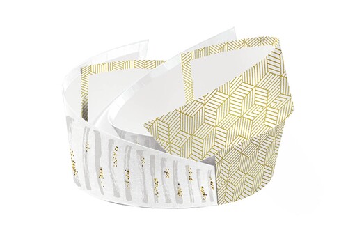 Product image Helsinki basket white/gold/grey asymmetric cardboard 33x26x8/15cm