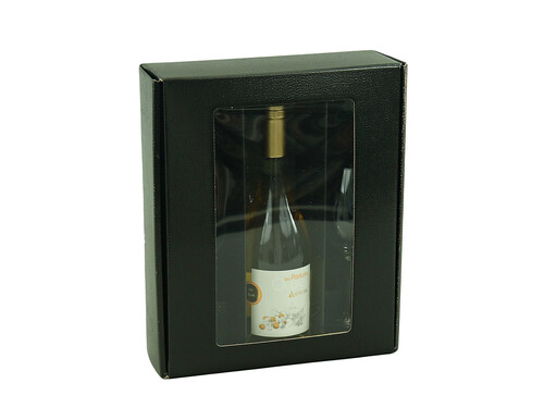 Image du produit Coffret Berne carton aspect croco noir 3 bouteilles vitrine