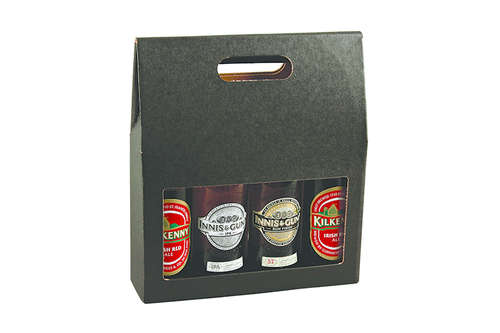 Image du produit Valisette Buffalo carton kraft brun noir 4 bières 33cl (type long neck) - FSC7®