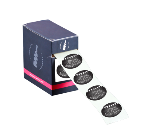 Product image Manhattan Oval adhesive label - Joyeux anniversaire (box of 500)