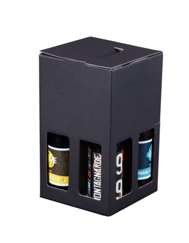 Product image Buffalo black brown cardboard box with 3 beers 33/50cl + 1 glass