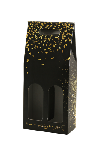 Image du produit Valisette Petra carton noir/or festif 2 bouteilles - FSC7®