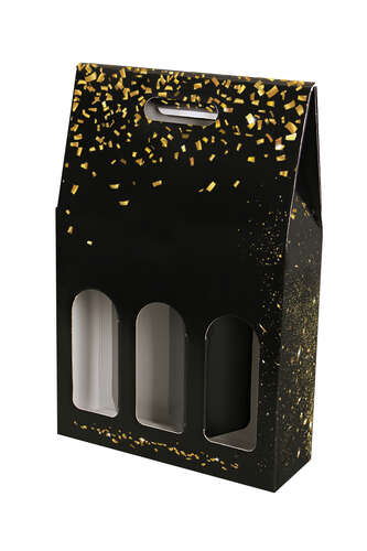 Image du produit Valisette Petra carton noir/or festif 3 bouteilles - FSC 7