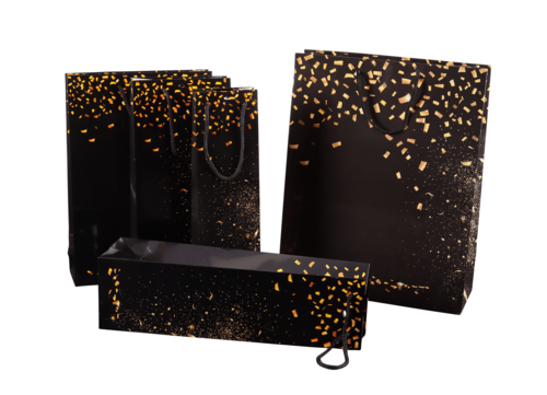 Product image Petra bag paper laminated black/gold shopping bag 35x14x44cm - FSC7