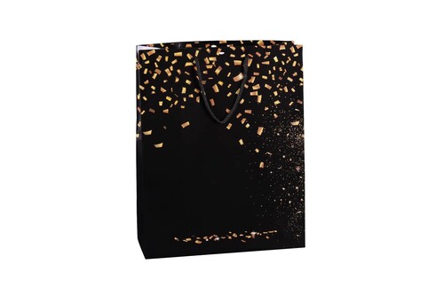 Image du produit Sac Petra papier pelliculé brillant noir/or cabas 35x14x44cm - FSC7®