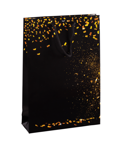 Image du produit Sac Petra papier pelliculé brillant noir/or cabas 35x14x44cm - FSC7