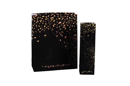Product image Petra bag paper laminated black/gold shopping bag 35x14x44cm - FSC7