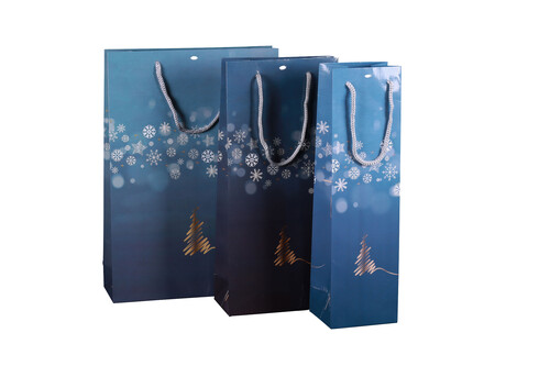 Product image Alaska paper laminated bag blue/gold/silver/white 3 bouteilles - FSC7