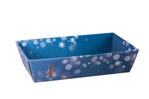 Product image Alaska cardboard basket blue/gold/silver/white 34x21x8cm