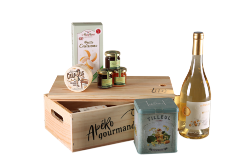 Product image Gaston wooden box with cutting board 2 bouteilles - Apéro Gourmand - PEFC7
