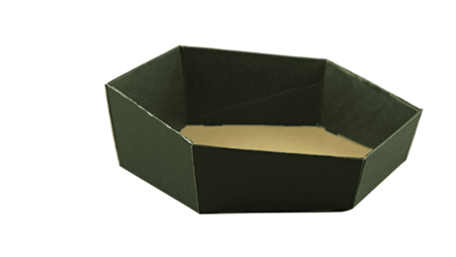 Image du produit Corbeille Chicago carton kraft noir lisse hexagonale asymétrique 35x30x6.5/10cm