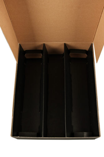 Image du produit Coffret Chicago carton kraft lisse noir 3 bouteilles