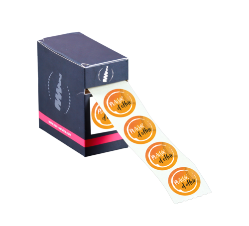 Product image Round adhesive label orange/white - Plaisir d'Offrir (box of 500)