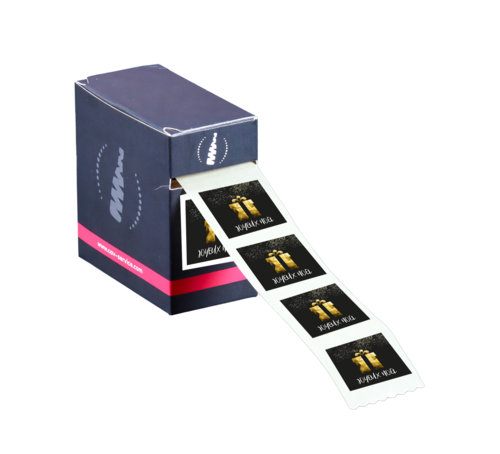 Product image Square adhesive label black/gold - Joyeux Noël (box of 500)