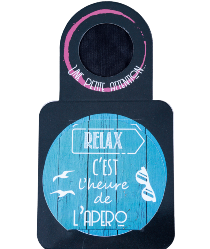 Product image Message card/Victoria neck decorated drip disc - Relax, c'est l'heure de l'apéro