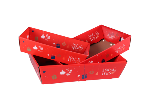 Image du produit Corbeille Sofia carton rouge festif 42x31x10cm - FSC7