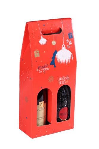 Product image Sofia 2-bottles festive red cardboard suitcase - FSC7®
