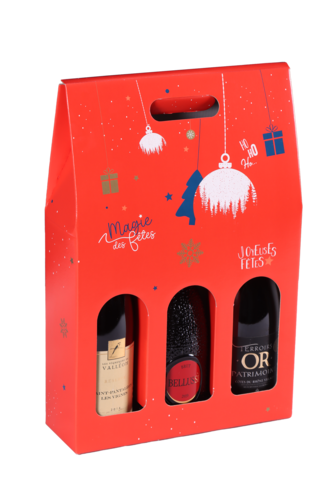 Image du produit Valisette Sofia carton rouge festif 3 bouteilles - FSC 7