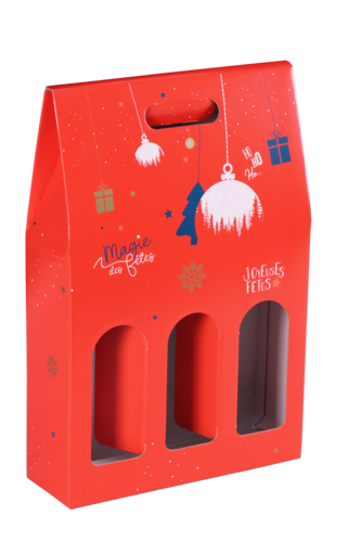 Image du produit Valisette Sofia carton rouge festif 3 bouteilles - FSC7®