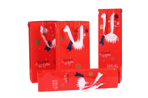 Image du produit Sac Boxbag Sofia papier pélliculé rouge festif 2 bouteilles