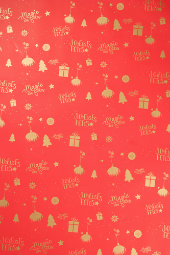 Image du produit Papier cadeau Sofia kraft couché rouge festif 70gr 0.70x100m