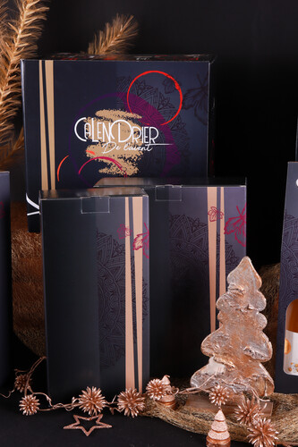 Image du produit Caisse Calendrier de l'avent Santino carton décoré noir/or 12 bouteilles