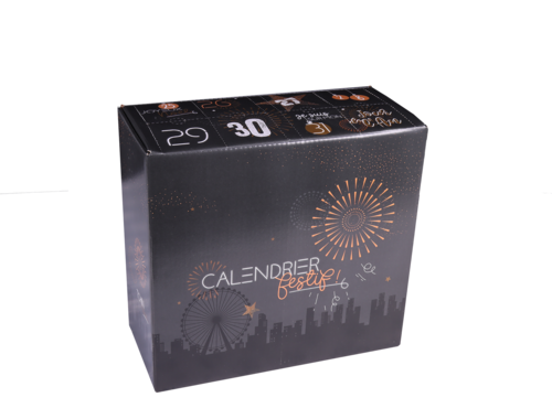 Image du produit Caisse Calendrier Festif Céleste carton décoré 8 cases 75cl 38x18x36cm