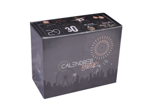 Product image Caisse Calendrier Festif Céleste carton décoré 8 cases 50cl 31x14.5x25cm