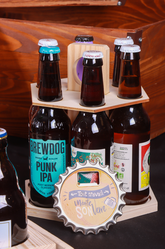 Product image Beer carousel Enzo natural wood 6 beers 33cl (long neck type) without screws