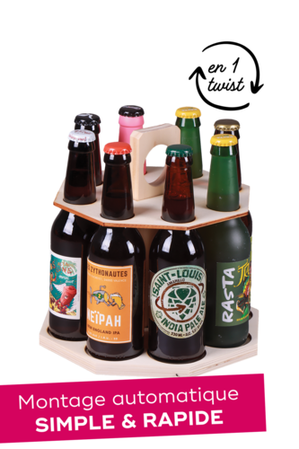 Image du produit Carrousel à bière Enzo bois naturel 8 bières 33cl (type long neck) Twist