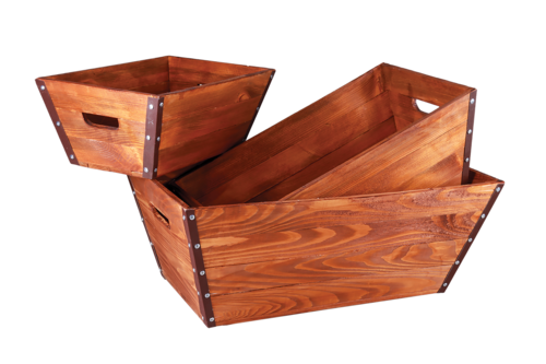 Product image Daisy box oak stained wood, 40x25x16 cm, cut-out handle