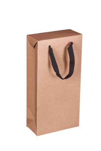 Product image Boxbag Atlanta natural kraft paper 2 bottles, 250gr, ribbon handles