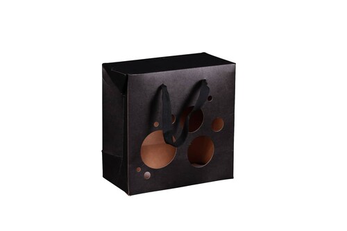 Product image Boxbag Chicago black kraft paper terroir window, 250gr, black ribbon handles