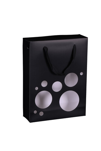 Image du produit Sac Boxbag papier couché noir 3 bouteilles fenêtre