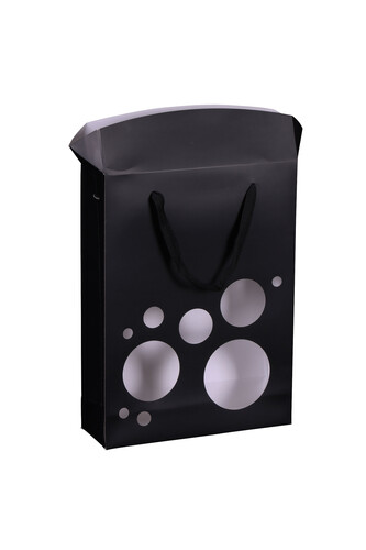 Image du produit Sac Boxbag papier couché noir 3 bouteilles fenêtre